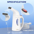 Powerful Travel Steamer for Clothes Handheld Clothing Steamer Handheld Garment Steamer Wrinkle Remover for Home and Travel White