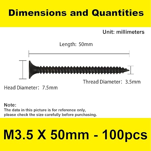 #6 x 2'' Wood Screws, Phillips Flat Head Long Screws, Self-Tapping Countersunk Screws, Exterior Wood Screws, Fasteners for Various Woodworking Repairs and DIY Projects (100 pcs)
