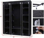 69" Portable Clothes Closet Wardrobe Storage Organizer with Non-Woven Fabric Quick and Easy to Assemble Extra Strong and Durable Black Closet Organizer with Protective Cover MITPATY
