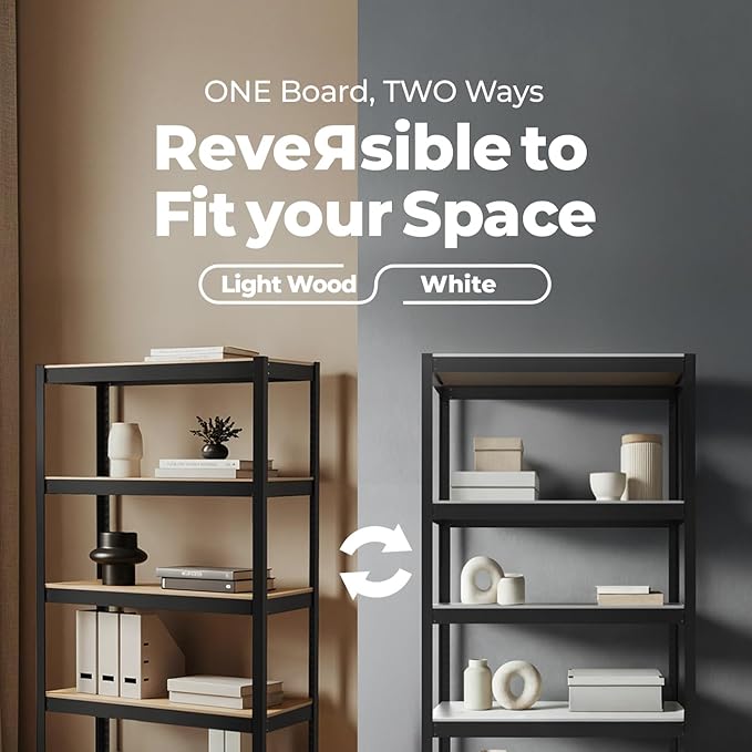 HOMEDANT House 48" Wide Boltless Heavy Duty Garage Storage Shelving Adjustable 5-Tier Metal Shelves Laminated Organization Shelf Industrial Utility Rack for Pantry Warehouse Office Store 2Pack