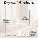 Heavy Duty Drywall Anchor Bolts with 1/4"-20 Fastener Suitable for TV Mounting Hollow Wall Anchor Bolt Screw Kit Supports Up to 270 lbs Each on 1/2 Inch Drywall Pack of 20