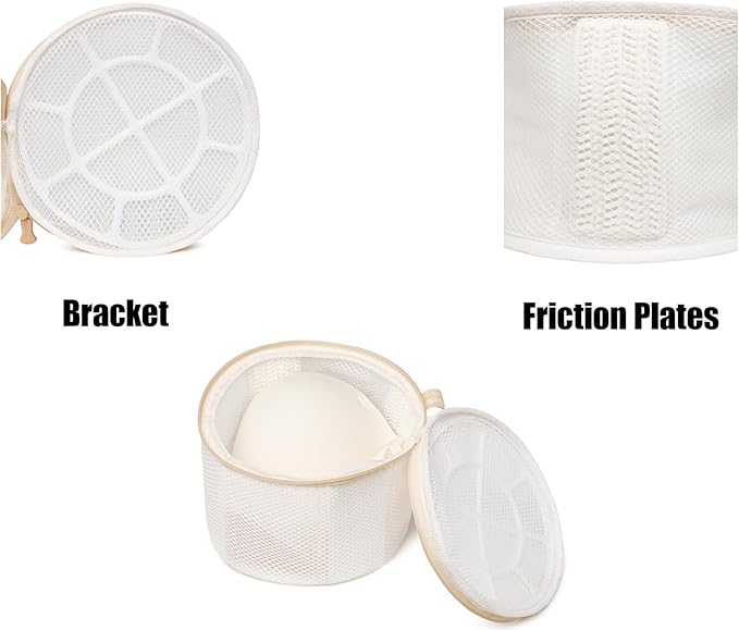 2 Pack Bra Laundry Bags for Washing Machine, Delicate Underwear Wash Bags with Anti-Deformation Structure & Fixed Friction Plates