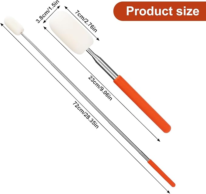 2pcs Telescoping Sponge Stick for Pottery, Retractable Ceramic Mud Tools Clay Sponge on a Stick with Handle for Cleanup Excess Water from Tall or Narrow Pottery(Large,Extend up to 28.35in)