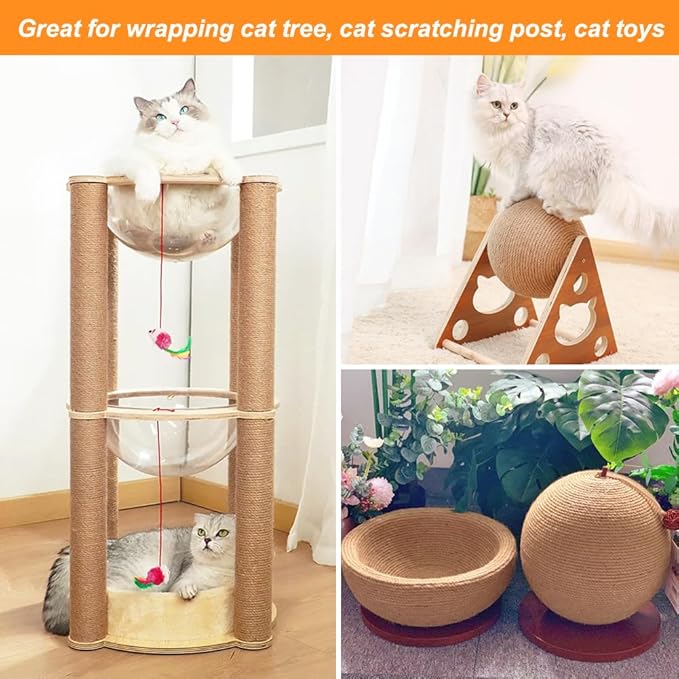 Tenn Well 6mm Jute Rope, 164 Feet Strong and Thick Twine Rope for Crafts, Gardening, Bundling, Cat Scratching Post, Home Decor, Christmas Decorations