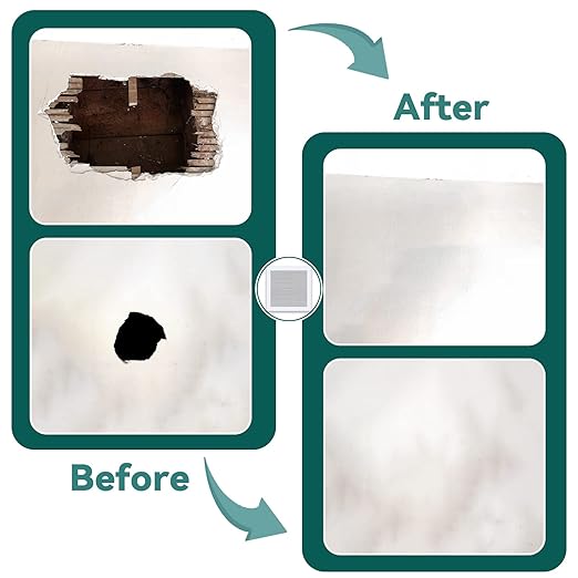 Drywall Patch Kit, 12 Pcs Aluminum Drywall Repair Kit for Holes, 2/4/6/8 inch Self Adhesive Fiberglass Wall Hole Patch Kit for Drywall, Sheet Rock, Aluminum Metal Sheetrock Ceiling Dry Wall Patch