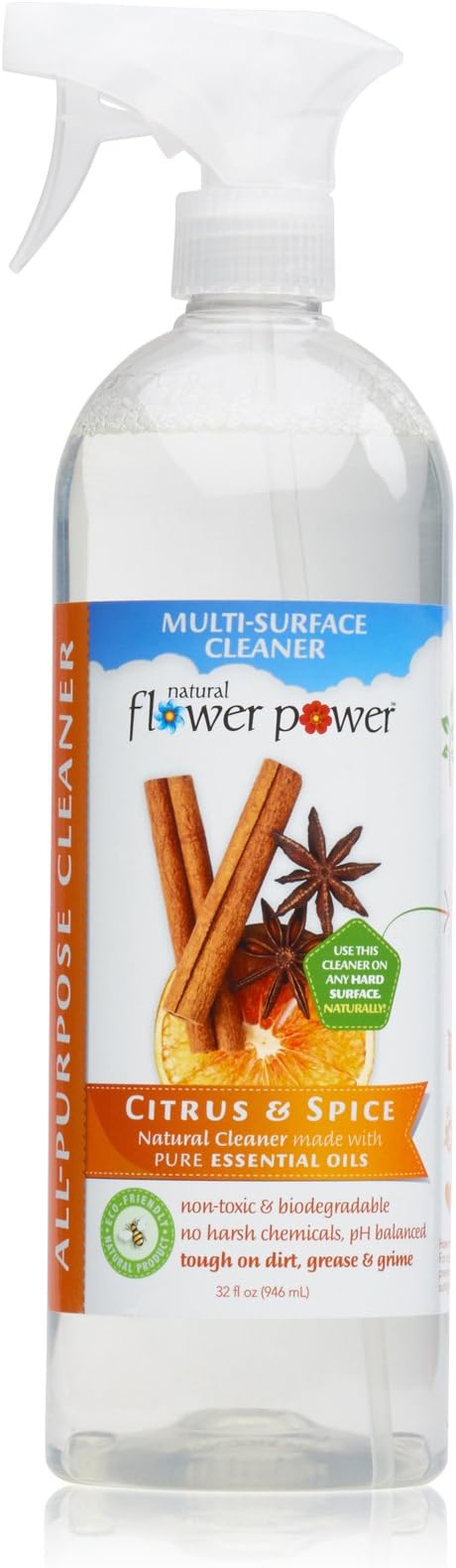 All-Purpose Cleaner Concentrate - Makes 32 Fl Oz Just Add Water - Multi-Surface Cleaning Spray, Non-Toxic, No Harsh Fumes or Chemicals, Child & Pet Safe - Citrus & Spice