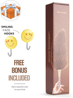 Extendable Lambswool Duster 30-100 Inch, Stainless Steel Long Handle Duster, Natural Feather Duster for Cleaning High Ceilings, Fans, Bookshelves, Interior, Cars