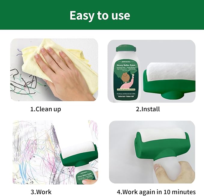 Portable Wall Paint Tool,Large Roller Brush Wall Repair Tool,Wall Repair Kit,Wall Roller Paint BrushSuitable for Repairing The Wall with Latex Paint,Water-Based(500g,White)