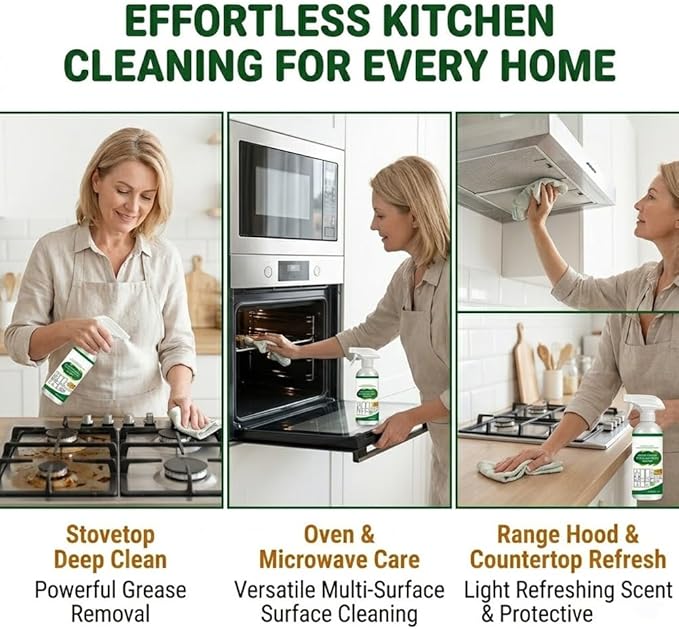 Multifunctional Kitchen Appliance Cleaner Spray Pro Powerful Grease Stain Removal Invisible Protective Layer Effortless Scrub Free Versatile Whole Home Use Light Refreshing Scent 4oz(1Pc)