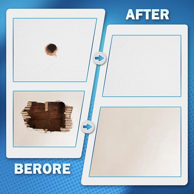 Seloom Drywall Repair Kit Upgraded Size, 2/4/6/8/10 Inch Drywall Patch Kit Large Hole, Self Adhesive Fiberglass Mesh Wall Patch Quick Repair for Damaged Drywall Ceiling