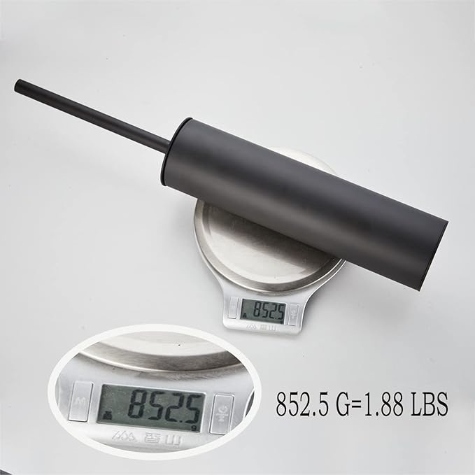 Freestanding Luxury Toilet Brush 304 Stainless Steel Toilet Brush and Holder 19-Inches Tall Round Rust Resistant Anti-Odor and Easy to Clean with Matte Black Finished