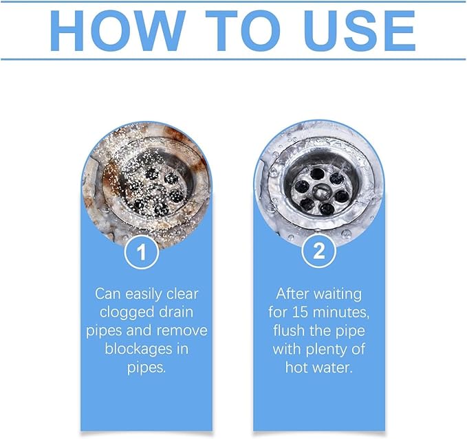 Drain Opener,Multipurpose Pipe Dredge Agent,Sink and Drain Pipe Dredging Powder,Powerful Pipe Dredging Agent for Unclogs Bathroom and Kitchen Sinks,Drains,Shower Pipes (1 Pcs)