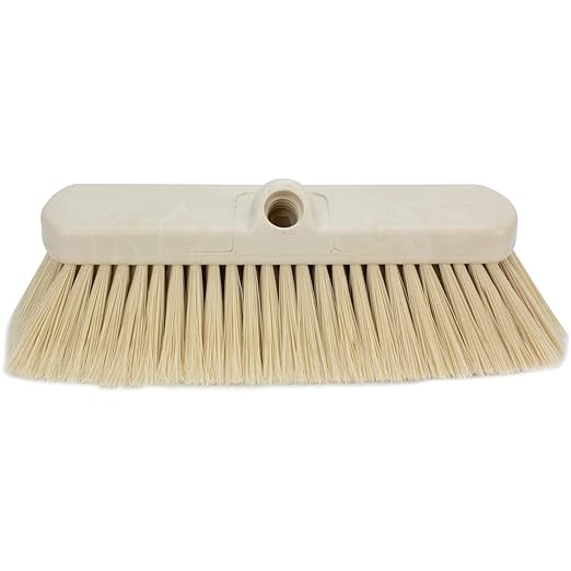 SPARTA 41278EC25 Flo-Thru Plastic Wall Scrub Brush, Equipment Brush With Soft Nylex Bristles For Industrial Kitchens, Hospitals, Commercial Cleaning, 4 Inches, Tan