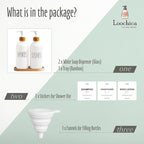 Glass Soap Dispenser Set with Tray, Contains Glass Hand Soap Dispenser and Glass Dish Soap Dispenser. Matte White soap Dispenser Suitable for The Kitchen Soap Dispenser, Rustic Kitchen Decor