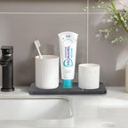 Water Absorbing Stone Tray for Sink, Diatomite Bathroom Tray Quick Dry Dish Soap Holder Kitchen Sink Organizer for Modern Home Decor - Dark Grey