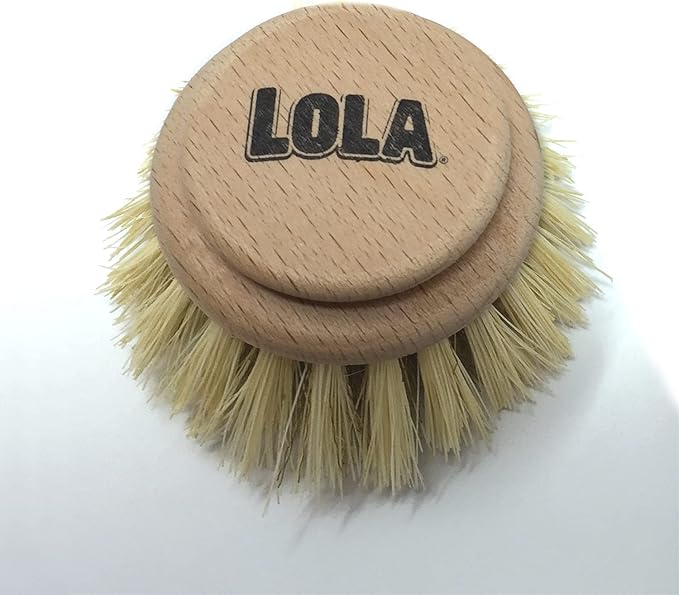 Lola Products Replacement Large Head for The Original Tampico Vegetable & Dish Brush, Birchwood & Poly Bristles, Reusable & Washable, 1 Pack