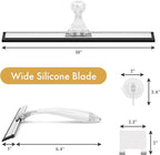 AmazerBath Shower Squeegee for Glass Doors, All-Purpose Squeegee with Suction Hook & Adhesive Hook, Clear Squeegee for Shower Glass, Windows, Mirrors, Tiles and Car Windows - 10 Inches, Clear