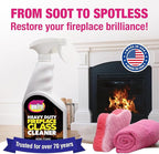 Quick N Brite Fireplace Glass Cleaner 24oz, Nonabrasive Cleaning Spray for Fireplace Glass, Oven Glass, Glass Cooktops, Ceramic-Glass, Microwave Glass (Pack of 3)