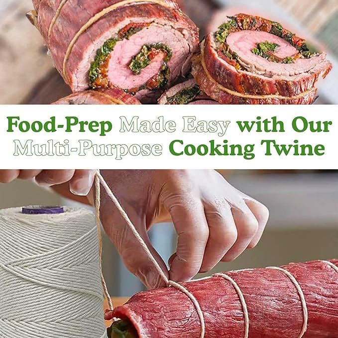 Regency Wraps Butchers Cooking Twine, Heavy Duty, 1200 ft,16 Ply, 2.4mm, Food-Safe Cotton Kitchen String for Turkey Trussing, Meat Prep, Crafting, Natural, Pack of 1