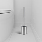 SUS304 Stainless Steel Toilet Brush and Holder Toilet Brush Bowl Cleaning Brush Double Layer Holder Long Brush Handle High Density Silicone Head