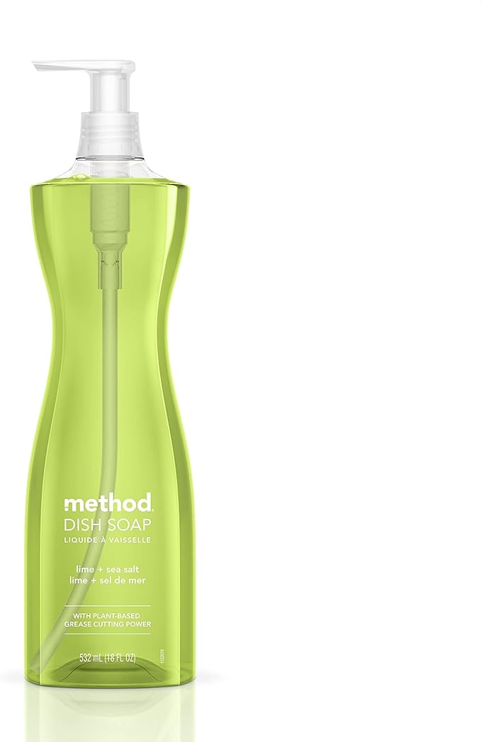 Method Dish Soap, Lime + Sea Salt, Tough on Grease, 18 Fl Oz (Pack of 1)