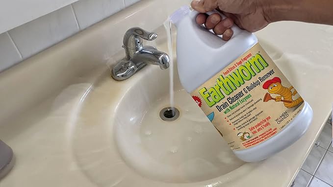 Earthworm Fragrance Free Drain Cleaner - Drain Opener - Natural Enzymes, Environmentally Responsible, Safer for Pets and Kids - 1 Gallon