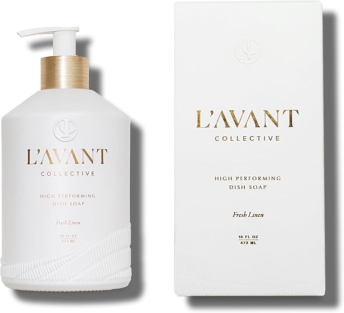 L'AVANT Collective High Performing Dish Soap | Plant-Based Ingredients & High Performing Formula | Fresh Linen Scent | Reusable Glass Bottle I 16 FL oz/473 mL
