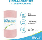 AIDEA Microfiber Cleaning Cloth Roll, 50PK, Tear Away Reusable Paper Towels Pink, Commercial Shop Rags, Microfiber Towels for Cars, Lint Free Cleaning Rags for House, Kitchen, Garage Shop, 11.5"×11.5"