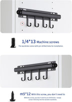 BaiNong 12" Valet Rod for Closet Pull Out With 4 Hooks Valet Rods for Closets (2Pack Black) Closet Valet Rod Slide Out