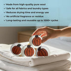 Ezhippie Quality Wool Dryer Balls - 6 XL Pumpkin Pack - 1000+ Loads - Pure Organic Wool - Reusable Natural Fabric Softener Perfect with Essential Oils, Reduce Clothing Static and Wrinkles