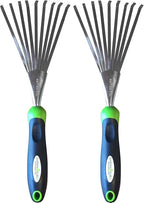 Garden Guru Stainless Steel Hand Rake Soil Tiller with Ergonomic Handle, Great for Gardening, Cultivating, Loosening Soil & Spreading Mulch (2 Pack)