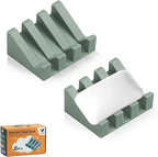 Self Draining Soap Dish Holder,Silicone Soap Dish,for Bathroom,Kitchen, Sponges，Can Extend Soap Life，Keep Soap Bars Dry and Easy Cleaning (Green,2-Pack)