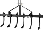 YITAMOTOR 48-Inch Heavy Duty Detachable Chisel Plow Scarifier Cultivator with 6 Scarifier Shanks for CAT-1&CAT-0 Tractors