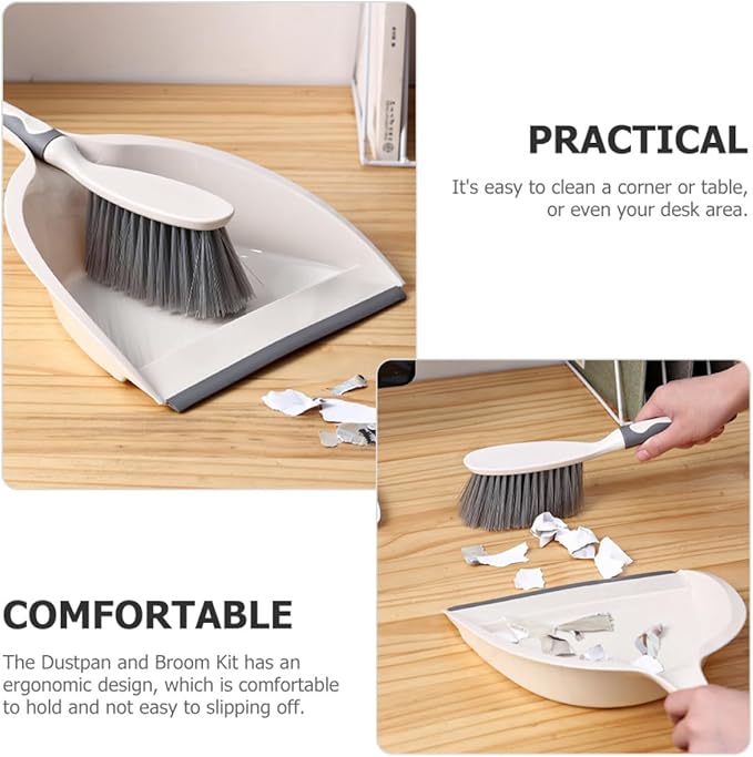 Mini Handheld Broom and Dustpan Set, Portable Cleaning Accessory for Desktop Use, 2pcs Compact Household Sweeping Kit for Office and Home