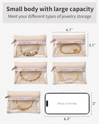 Vlando Jewelry Travel Case,Travel Jewelry Organizer with Clear Velvet Jewelry Bags Zipper Pouch for Women Girl Gift 20Pcs