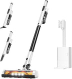 Self Clean and Empty Cordless Vacuum Cleaner with 2.5L Dust Base, Powerful Suction Handheld Vacuum, Auto Empty System, HEPA Filtration, Stick Vacuum for Pet Hair, Hardwood and Carpet, Black