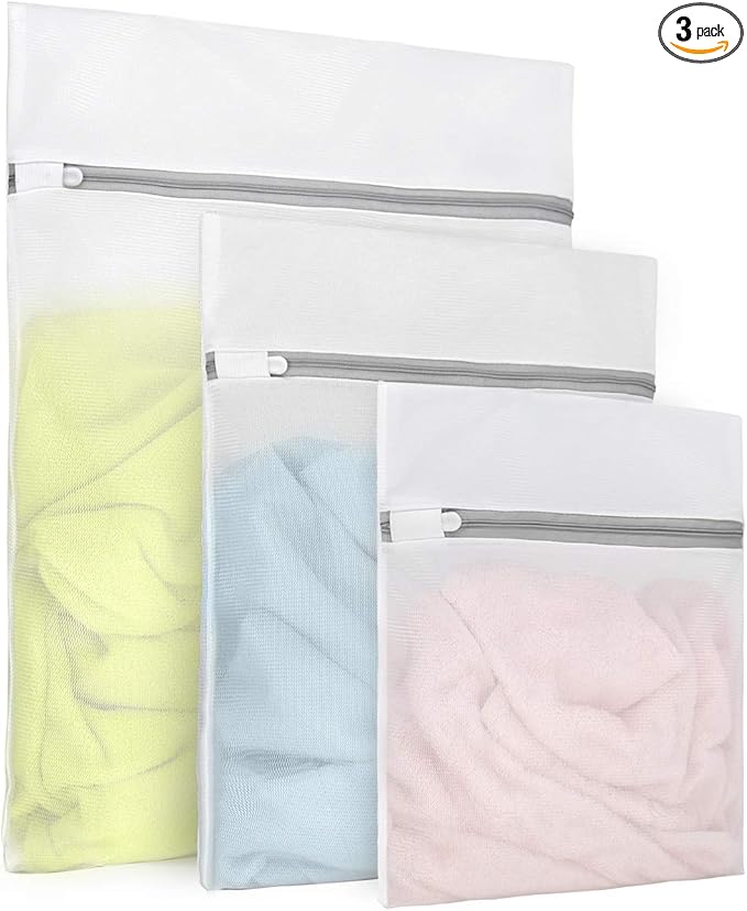 Muchfun 3Pcs Durable Fine Mesh Laundry Bags for Delicates 1 Large 16 x 20 Inches, 1 Medium 12 x 16 Inches, 1 Small 9 x 12 Inches (Fine Mesh)