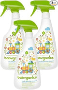 Babyganics Toy & Highchair Cleaner, Pack of 3, Fragrance-Free Multipurpose Household Cleaning Spray for Kids Toys, High Chair, and More, Child Safe, 17oz Spray Bottles