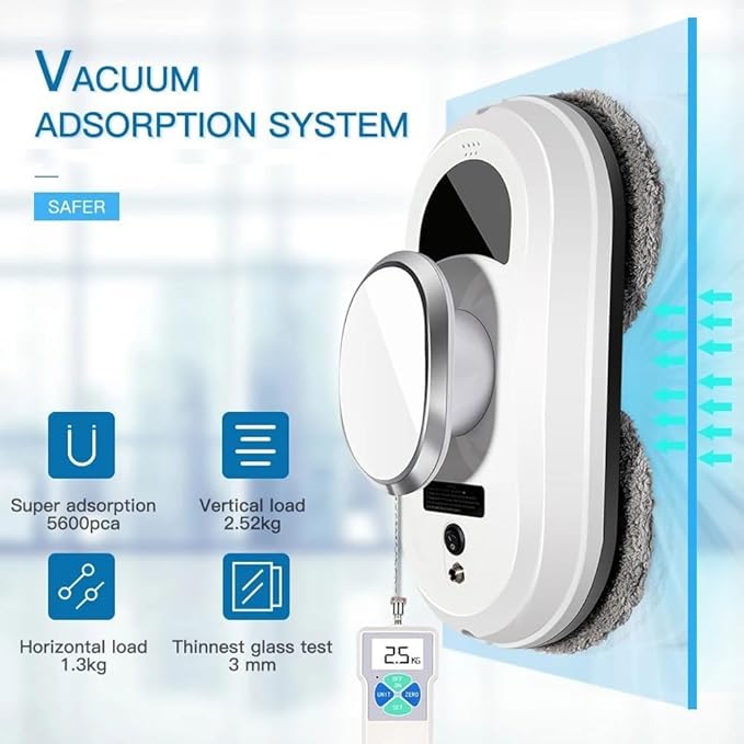 Window Cleaner Robot, Smart Cleaning Robot with 2800Pa Strong Suction, Glass Vacuum Robot with Remote Control, for Indoor/Outdoor Windows Mirror