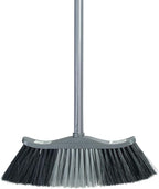 Superio Set of Grey Broom and Matching Dustpan Broom Has a 48” Handle, Durable Plastic Dustpan with Comfort Grip Handle