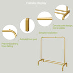 JIUYOTREE Metal 43.3 Inches Garment Rack with Bottom Shelf Clothing Rack for Hanging Clothes Coats Skirts Shirts Sweaters Gold