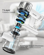 VYKLO Cordless Vacuum Cleaner, 600W 55Kpa 70Mins Stick Vacuum Cleaners for Home, AUTO Dust Detection/LED Touch Display, Rechargeable Wall Mount, Wireless Handheld Vacuum for Pet Hair/Carpet/Hard Floor