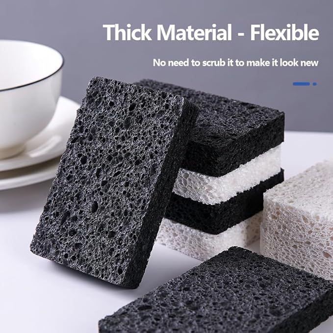 24 - Pack Non-Scratch Scrub Sponges - Sponges for Dishes and Washing Dishes, Cleaning Sponges for Kitchen Home and More（Black&White）