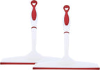 Superio Rubber Squeegee, 2 Pack, Streak Free All Purpose Window Squeegee, Comfort Grip Handle and Hanging Hook (Red, 10 Inch- 2 Pack)