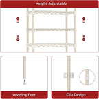 IZEUK 4 Tier Steel Storage Shelves, Heavy Duty Metal Shelf Wire Shelving Rack for Pantry, Kitchen, Living Room, or Bathroom Organization (11.8" D x 23.6" W x 47.5" H, 1000LBS, Light Tan)