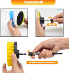 15Pcs Drill Brush Attachment Set, Drill Scrubber Brush Kit Include Soft Drill Wheel Brush, Scrub Pads, Sponge, Drill Cleaning Brush Attachment Set for Car, Bathroom, Tub, Tile, Floor, Grout, Boat