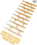 SpaceAid Bamboo Drawer Dividers with Inserts and Labels, Kitchen Adjustable Drawer Organizers, Expandable Organization for Home, Office, Dressers, 10 Dividers with 24 Inserts (17"-22" Natural)