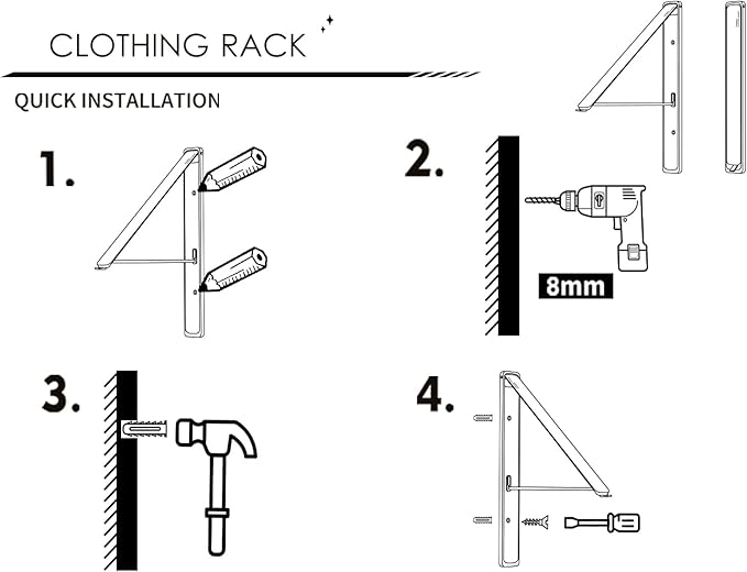Wall-Mounted Retractable Clothes Drying Rack | White Extending Laundry Hanging Rack | Hidden and Space-Saving | Wall Mount Dryer Hanger Rack for Laundry Room, Closet (2-Pack, White)