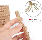 Natural Jute Rope Hemp Rope (3/8 in x 100 ft) Strong Jute Twine for Crafts Cat Scratch Post Hammock Decorating