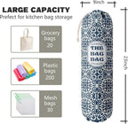 HiLus Bag Holder, Blue Fabric Grocery Bags Holder Organizer, Wall Mount Plastic Bags Storage Container Dispenser, Kitchen Storage & Organization Product Accessories